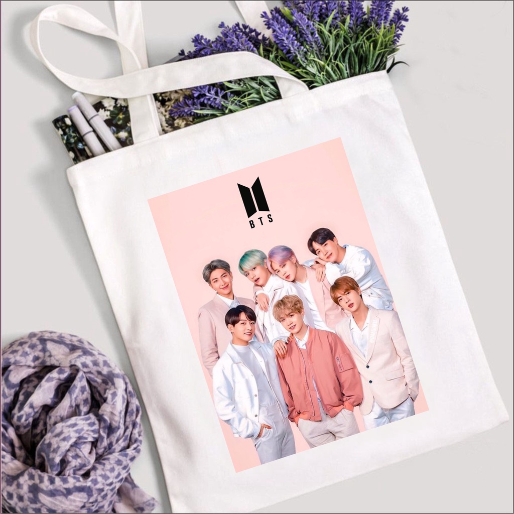 (READY STOK) TOTE BAG KPOP BTS - BAHAN KANVAS - 30  X 40 CM - BTS_15