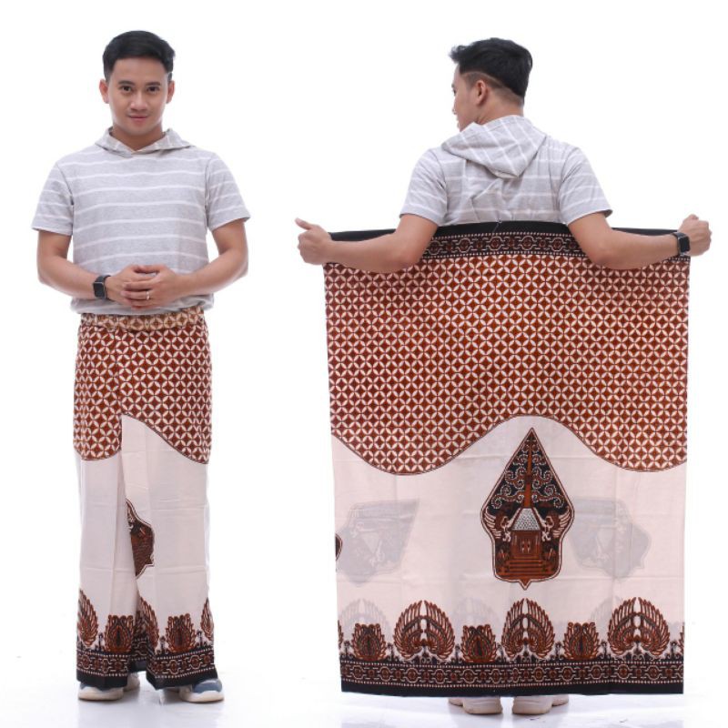 sarung batik pria wanita - sarung santri milenial - sarung santri motif wayang gunungan merah