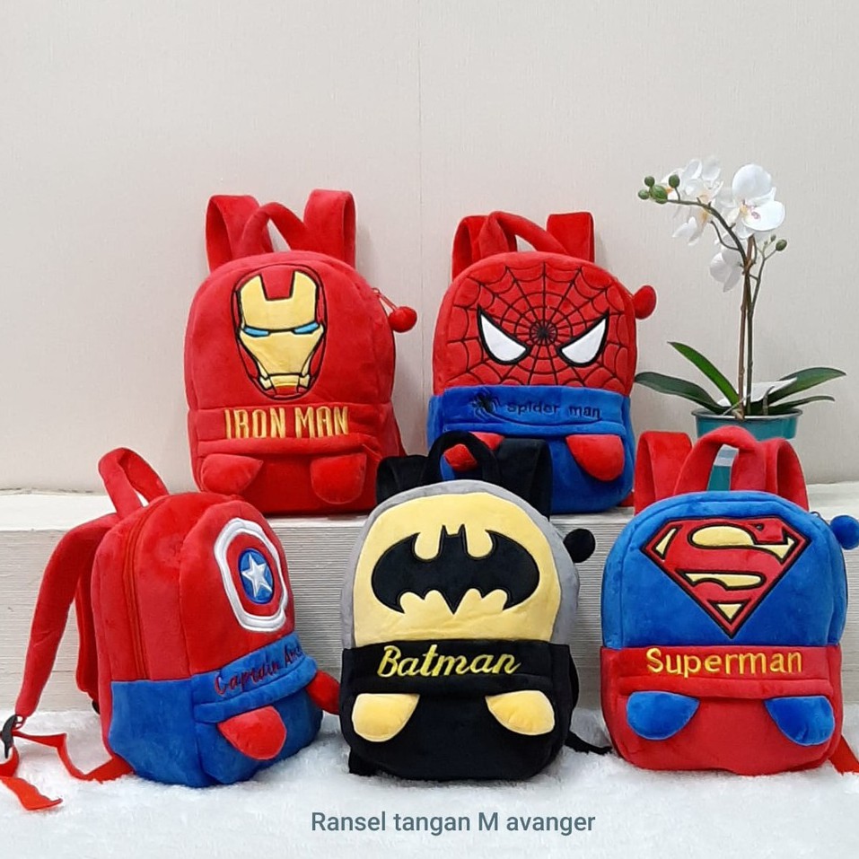 Bagpack Ransel Anak /tas ransel avanger batman spiderman kapten superman ironma/Tas super hero/Ransel Tangan M