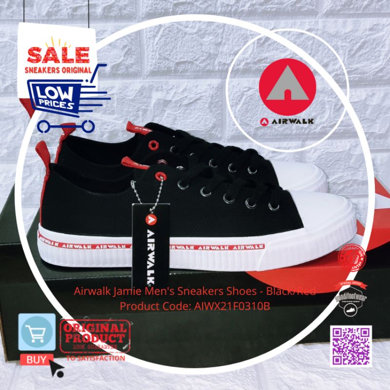 sale sepatu original airwalk size 41 Jamie men's black/red
