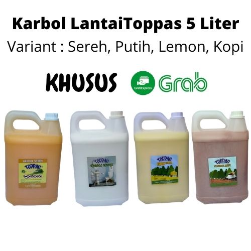 Karbol Lantai Toppas 5 Liter Murah (Pinus, Sereh, Kopi, Lemon)