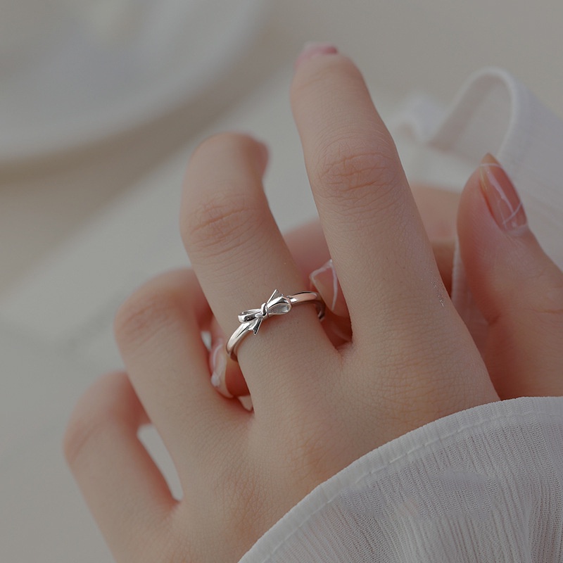 Cincin S925 Silver Model Terbuka Dapat Disesuaikan Gaya Korea Untuk Wanita