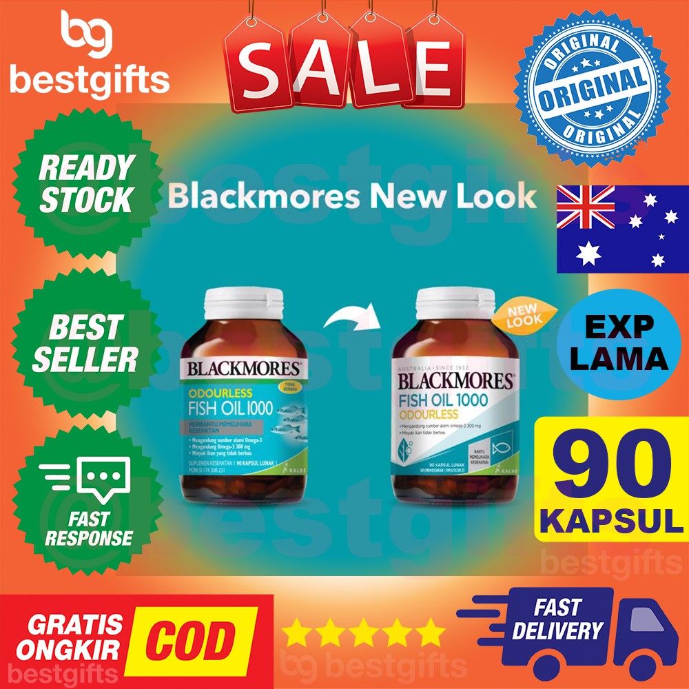 BLACKMORES ODOURLESS FISH OIL OMEGA 3 1000 MG 6 9 MINYAK IKAN DHA JANTUNG KOLESTEROL SENDI 90 KAPSUL