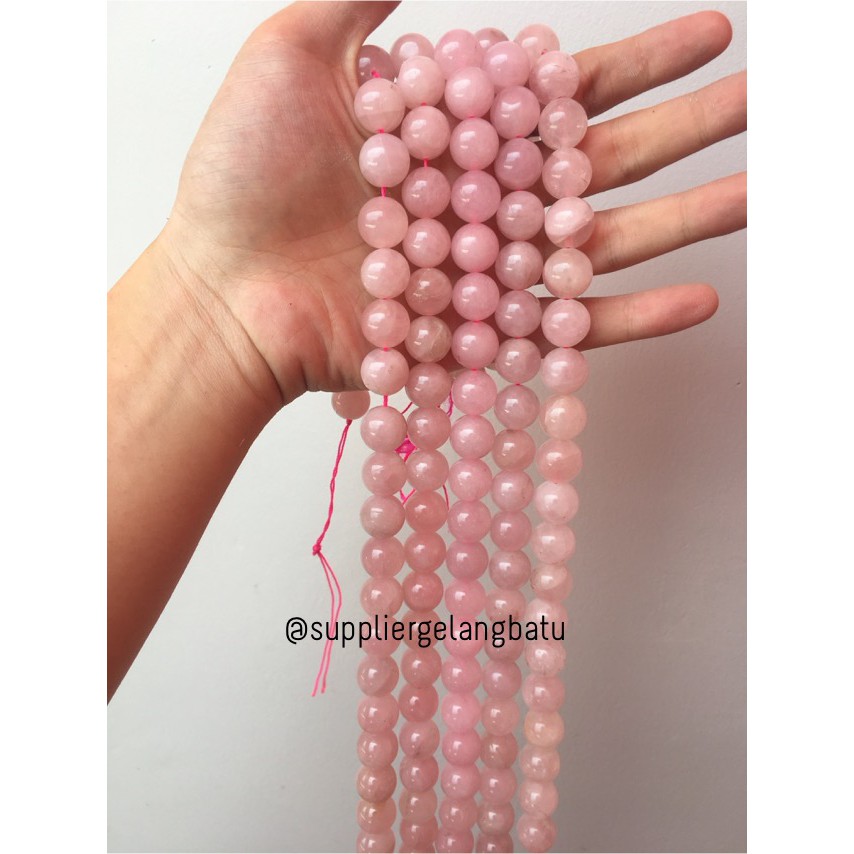 batu kristal rose quartz 14mm pink natural crystal stone healing ping kuarsa alam yoga kesehatan