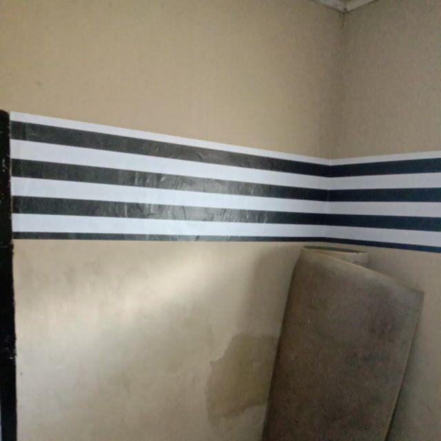 Grosir Murah_wallpaper Sticker Dinding Ruang Tamu, Kamar Kantor Garus Hitam Putih 10mx45cm Elegan