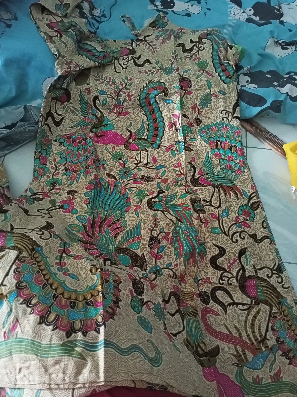 Batik Couple Keluarga Sania Ruffle Ori Ndoro Jowi Dnt Motif Merak Tosca