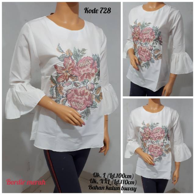 BLOUSE BORDIR WANITA ATASAN PUTIH