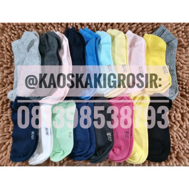 Harga perlusin kaos  kaki  pendek anak  warna polos Shopee  
