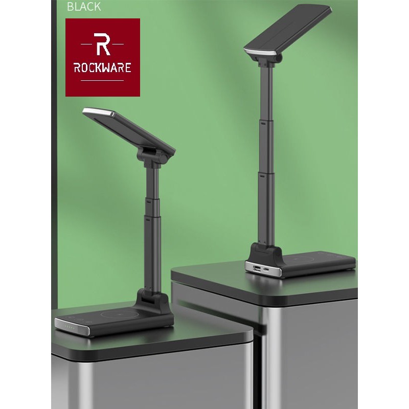 AKN88 - ROCKWARE RW-T11 Lampu Meja Portabel dengan Wireless Charger 15W