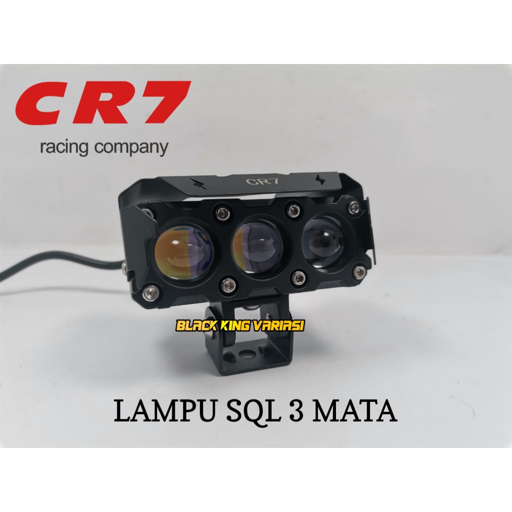 Lampu Tembak Led Foglamp CR7 SQL 3 Mata Laser Gun Putih Kuning 2 Warna Waterproof CR7 Lampu Tembak 3 Mata High Low