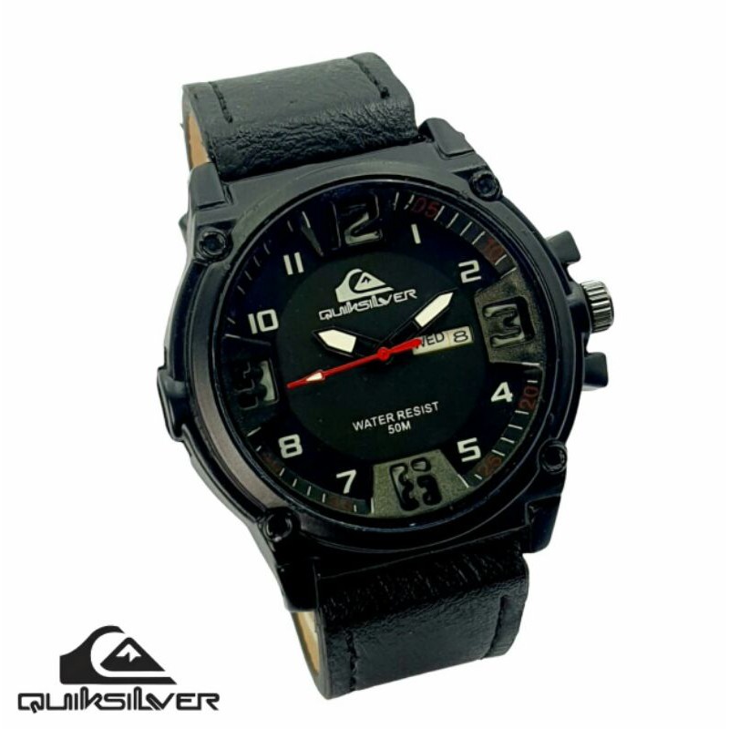 Jam tangan Quiksilver tanggal aktif leather