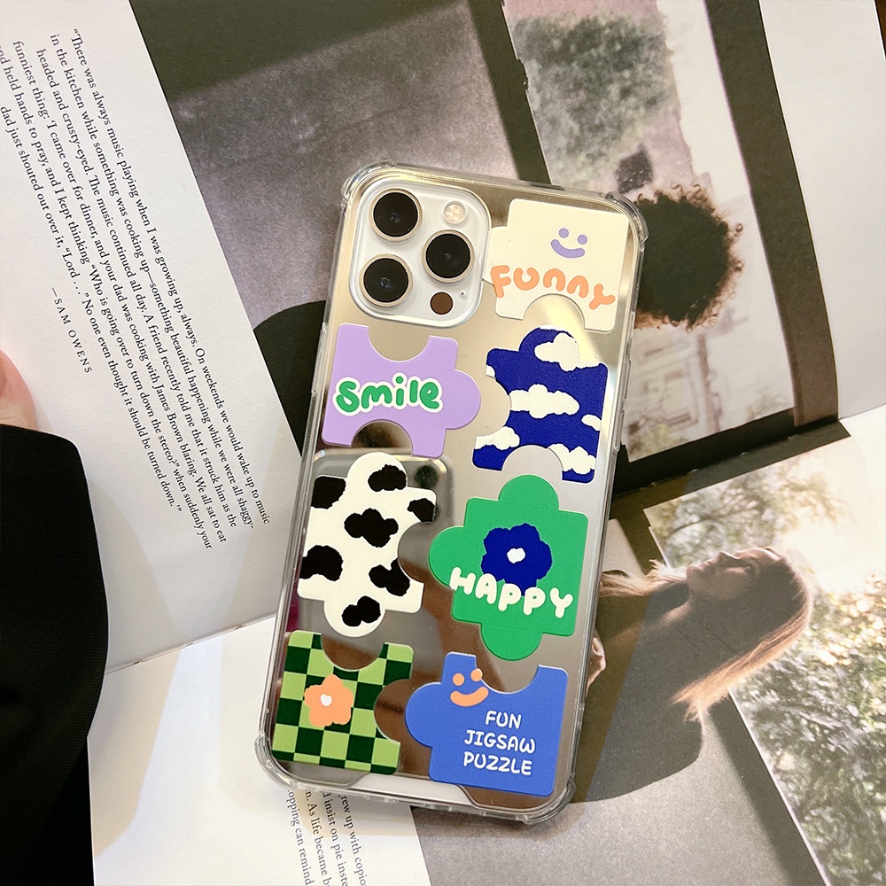 Case Pelindung Desain Kartun Jigsaw Puzzle Cermin Untuk Iphone 11 8 7 Plus SE2 XS XR 12 13 Mini PRO MAX