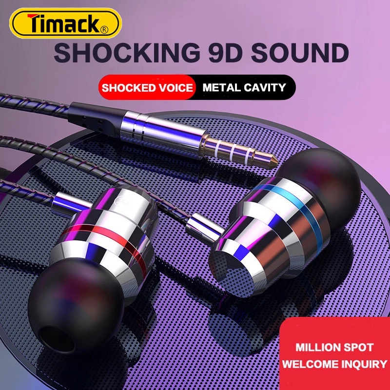 Timack® Super Bass Metal Headset Bass Stereo Earphone Wired Headphone With Mic Hedset Gaming Univers