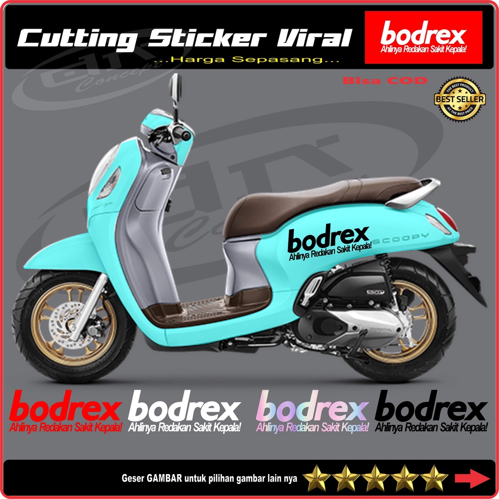 Sticker Stiker BODREX Viral Logo Hologram Motor Putih Vixion PCX Aerox N MAX LEXI ADV mio beat vario