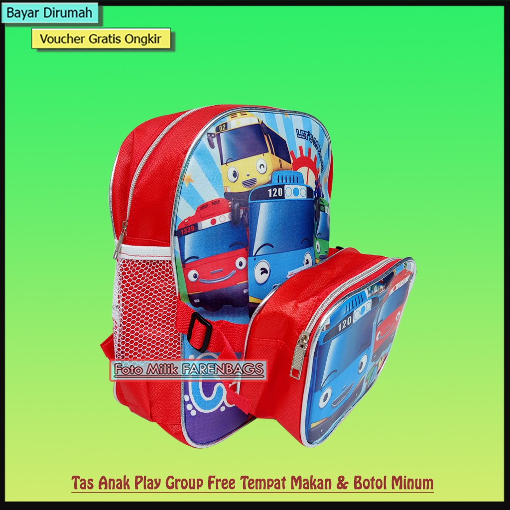 Tas Ransel Sekolah Anak Play Group 2 in 1 Free Botol Minum dan Tempat Makan Tas Anak laki-laki (Rul)