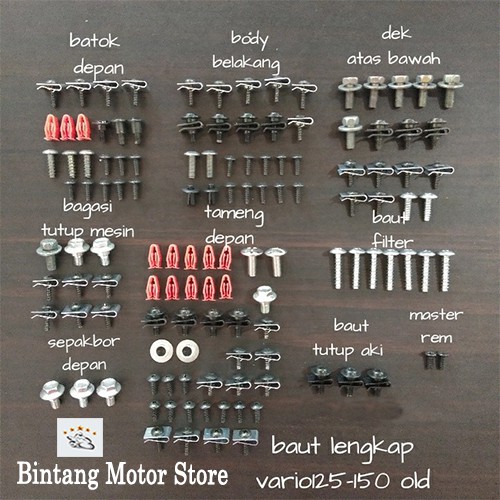Full Set Baut Full Body Motor Honda Matic Vario 125Fi 125 Fi