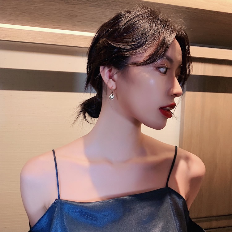 Sterling silver jarum Korea sederhana anggun delapan Awning bintang anting-anting untuk wanita Retro