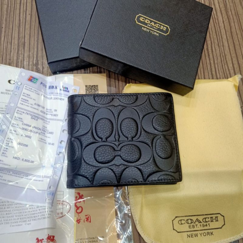 Dompet Lipat Pria Coach Embos Dompet Kulit Asli Premium Impor