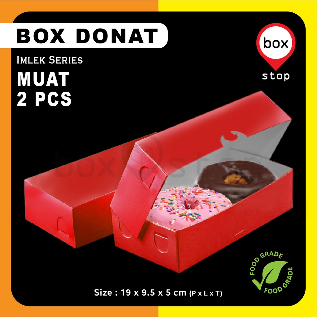 

Box DONAT - Dus Donat - Kotak Donat - MERAH - ISI 2 (50 PCS)