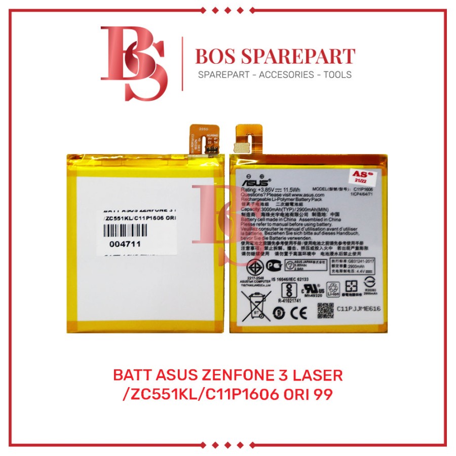 BATTERY ASUS ZENFONE 3 LASER / ZC551KL / C11P1606 ORI 99