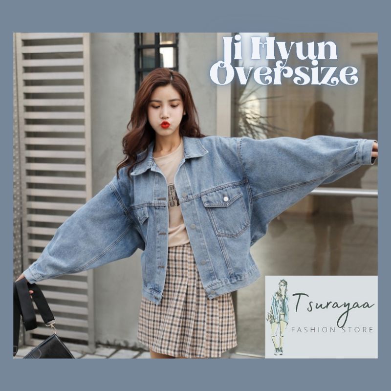 Jaket Jeans Oversize Wanita Crop Kekinian Style Balon Biondy Exo Snow Vintage Zilva