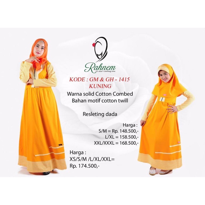 Set-Family-Muslim-Busana- Baju Muslim Couple Ibu Dan Anak - Rahnem 1415 - Baju Couple -Busana-
