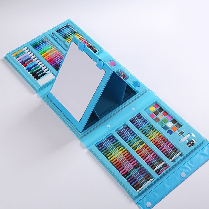 

(BISA COD) Art Set 208 Pieces Super Mega Alat Menggambar Melukis Mewarnai Anak - Biru