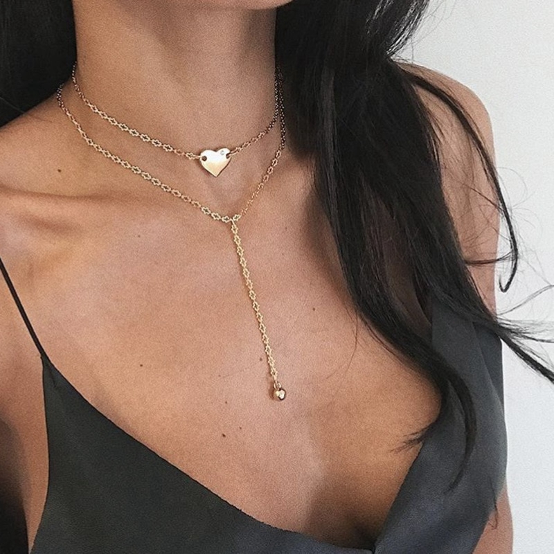 Kalung Choker Rantai Bahan Alloy Warna Emas Gaya Boho Punk Untuk Wanita 2020