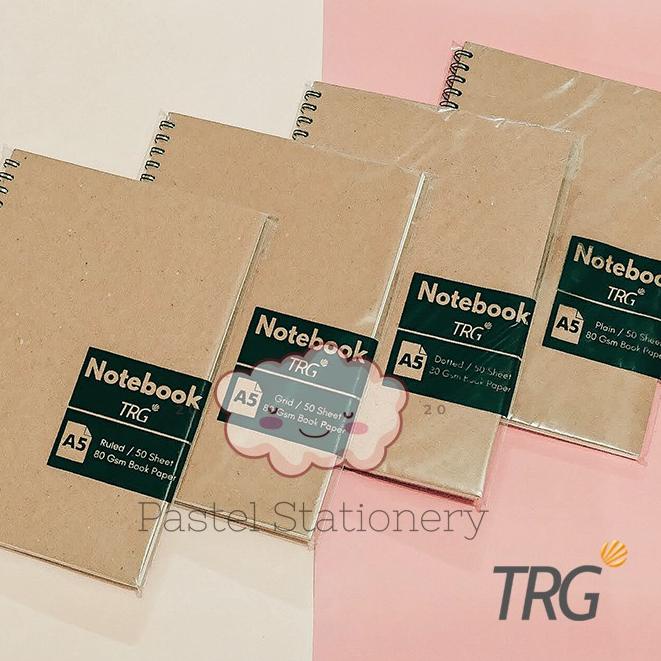 

q57 ➪☈ Buku Tulis Catatan A5 Dotted Grid Plain Ruled TRG - TRG Kraft Cover Spiral Notebook A5 NP57 (