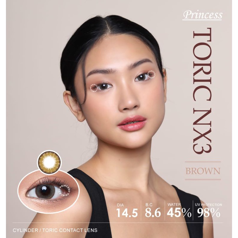 Softlens mata silinder minus tinggi - lensa mata toric lens Princess NX3 Brown
