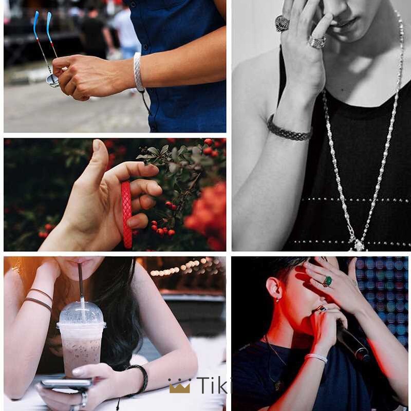 Gelang Pria Tenun Tangan Kulit Bangle Perhiasan Yang Dapat Disesuaikan | TiKi-5