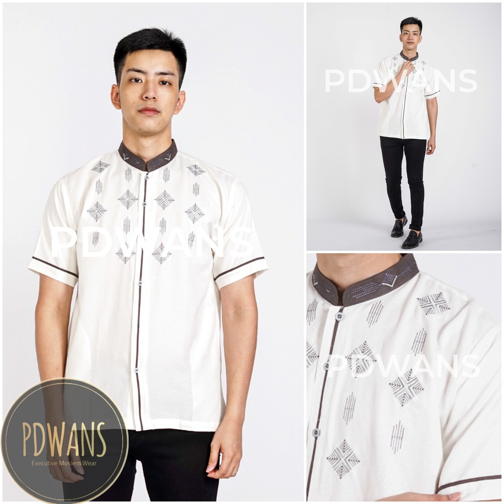 BAJU KOKO Muslim Lengan Pendek Putih PDWANS - RD15