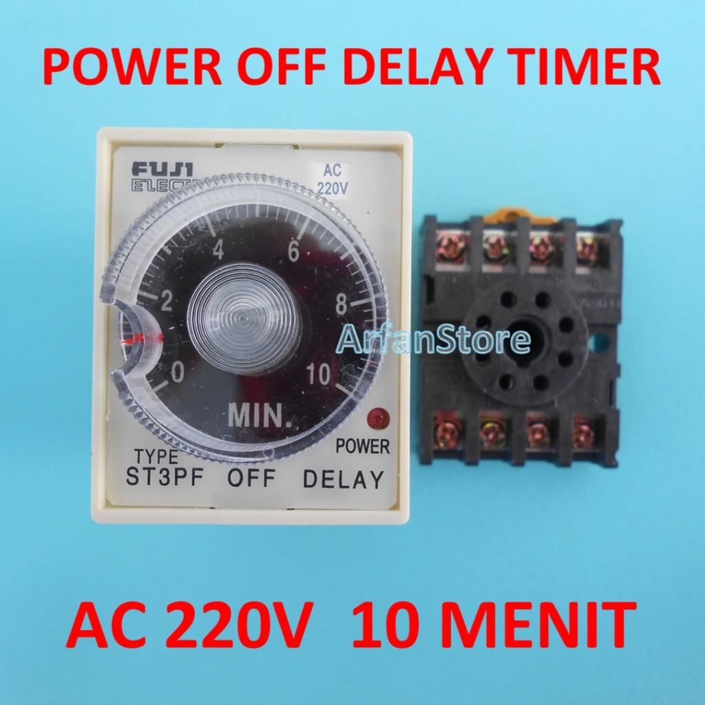 10 Menit Power OFF Delay Relay Timer TDR AC 220V ST3PF + Socket Base