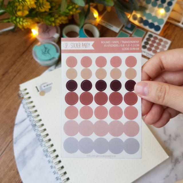 [Sticker Party] Sticker Dot Mini Transparan Bulat Warna Palette Gradasi 0,8 CM- 1CM-08-Pearl