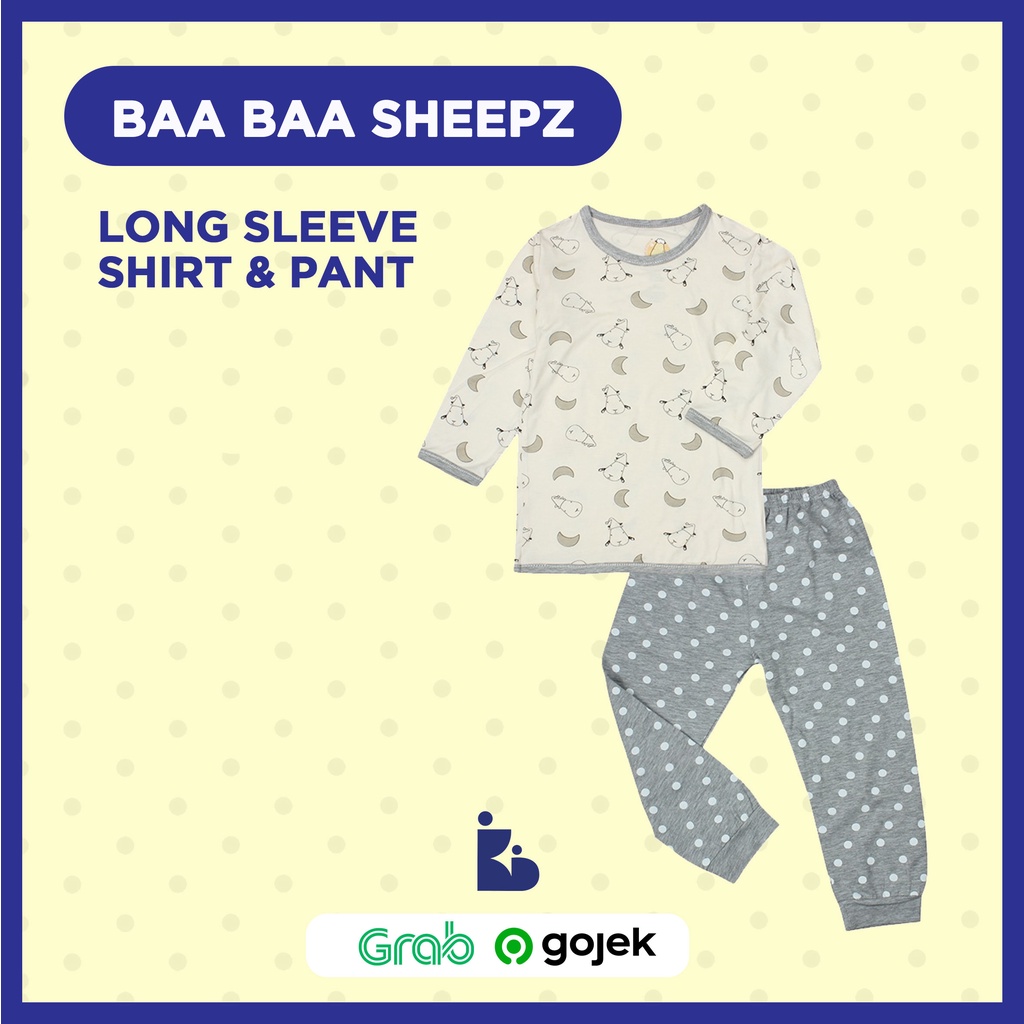 Baa Baa Sheepz Long Sleeve Shirt &amp; Pant - Small Sheep &amp; Moon Yellow