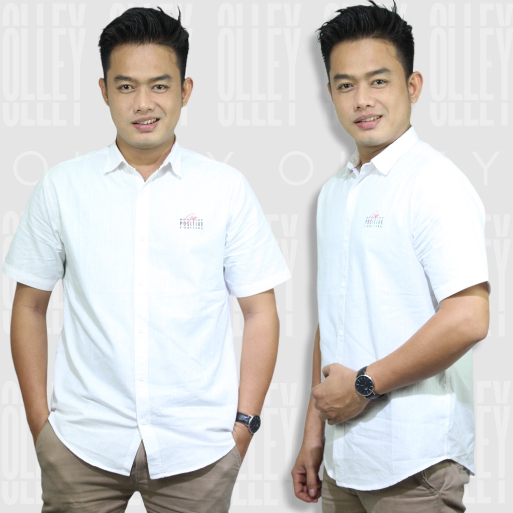 Kemeja pria pendek / Kemeja sablon / Kemeja reguler fit / Kemeja OLLEY