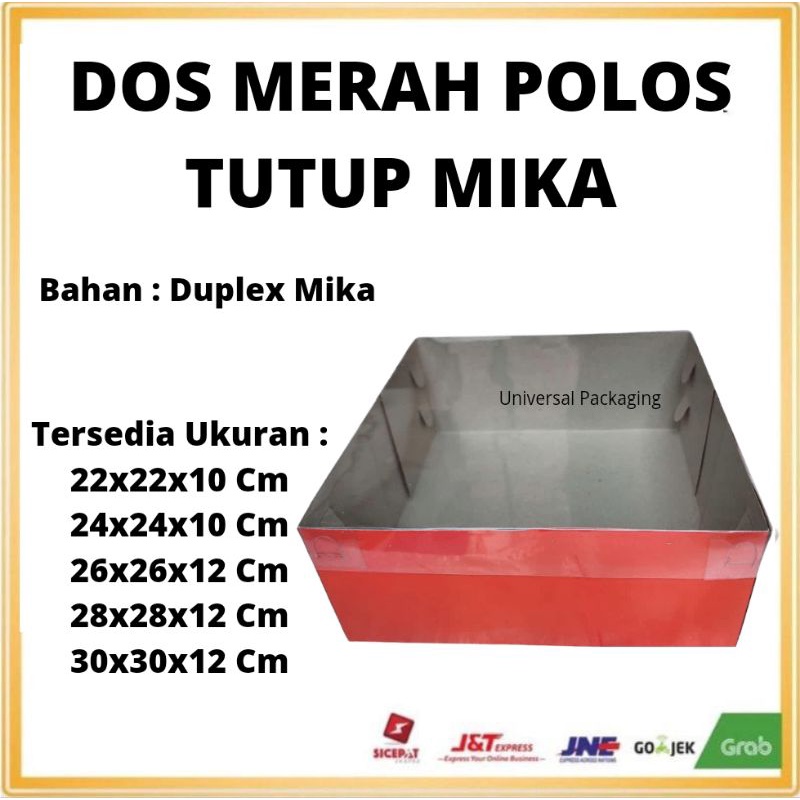

[ 10 PCS ] Dos DUPLEX MERAH TUTUP MIKA Tinggi 10 cm & 12 cm | Box Dos Hampers Kue Cake
