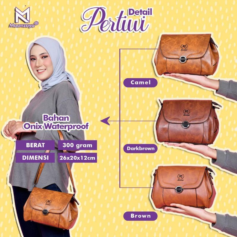 ORIGINAL BERGARANSI TAS SELEMPANG PERTIWI BAHU WANITA VINTAGE LEATHER SYNTETIC WATERPROOF TAHAN AIR 