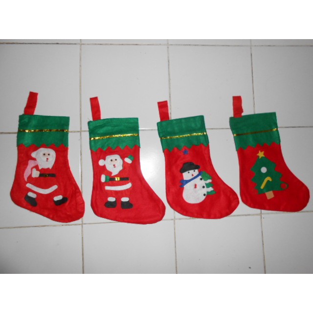 kaos kaki natal xmas sock ukuran 30 cm flanel