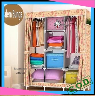 Lemari Pakaian Portable Bongkar Pasang Susun Minimalis Murah Organizer Tempat Baju Gantung Rak Serba