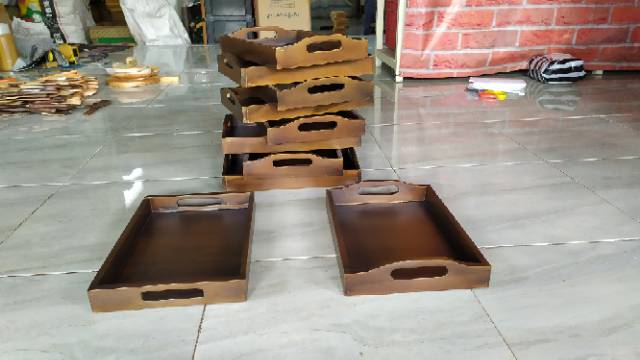 Baki Kayu / Nampan Kayu / Tray Kayu warna gelap 32 x 22