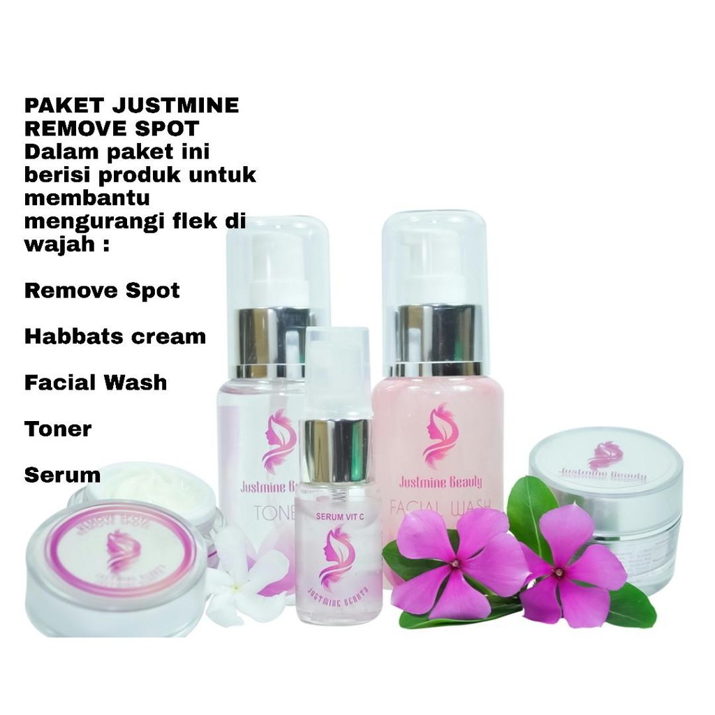 PAKET FLEK REMOVE JUSTMINE BEAUTY SKINCARE PAKET PERAWATAN WAJAH PRODUK KECANTIKAN BPOM DAN FORTE