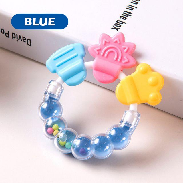 Mainan Tangan Rattle Bunyi Genggam Bayi Gigitan Teether Silikon Aman BPA Free