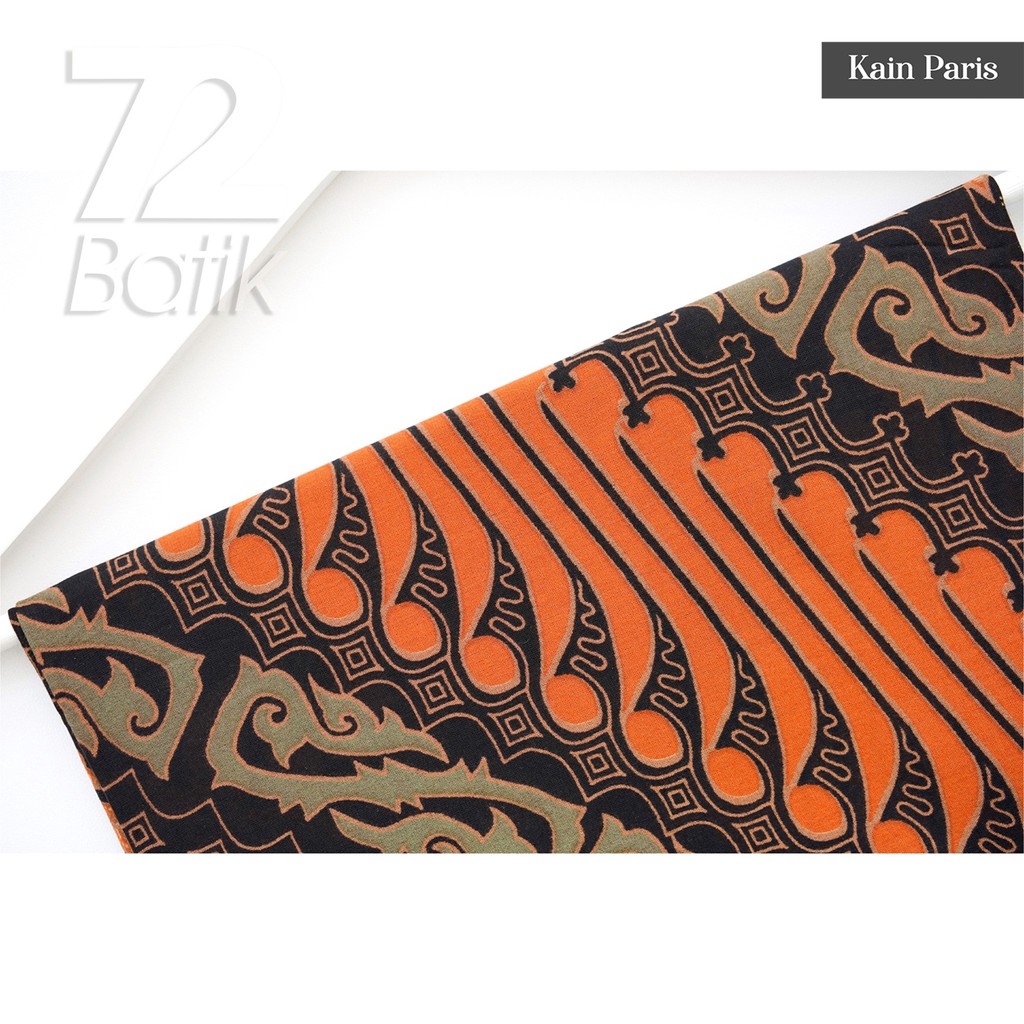 KAIN BATIK PREMIUM Bahan Paris Motif Parang Warna Orange Oren Oranye Hijau Daun Hitam 722814 Cap 72 Jarik Jarit Samping Kebat Panjang Batik Paris Modern Premium Bahan Seragam Batik Pernikahan Kantor Keluarga Murah Kamen Jadi Batik Bali Lembaran