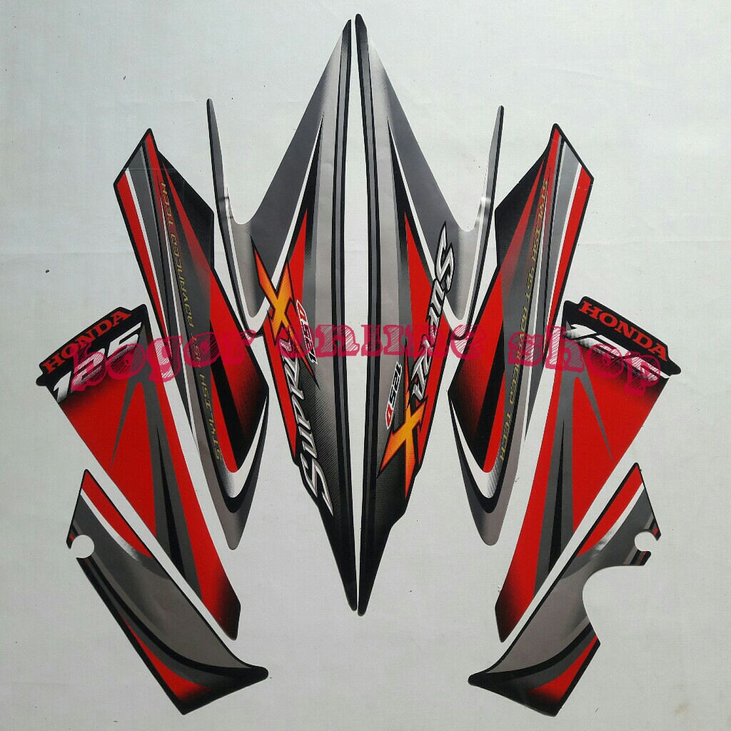 stiker body motor supra x 125d 2010 full hitam merah