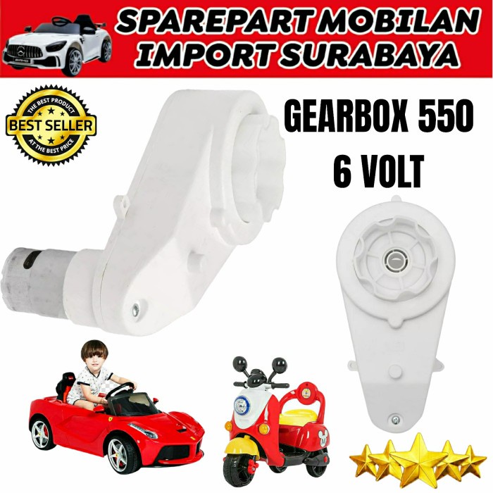 GEARBOX 550 PENGGERAK RODA MOBIL AKI MAINAN ANAK GERBOK 6VOLT GEAR BOX