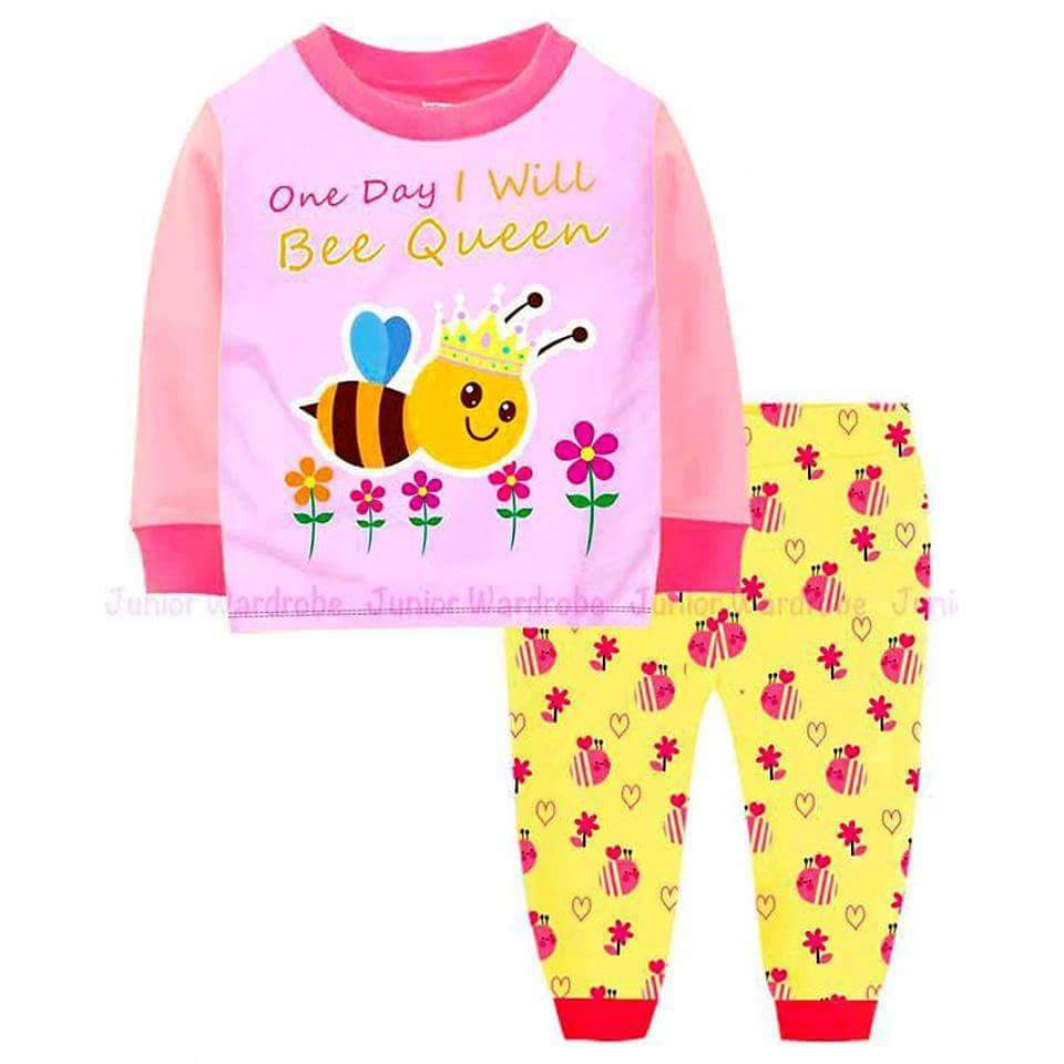 Setelan Piyama Anak  Pajamas Bee Quenn Pink Set 2in1 (baju, celana)