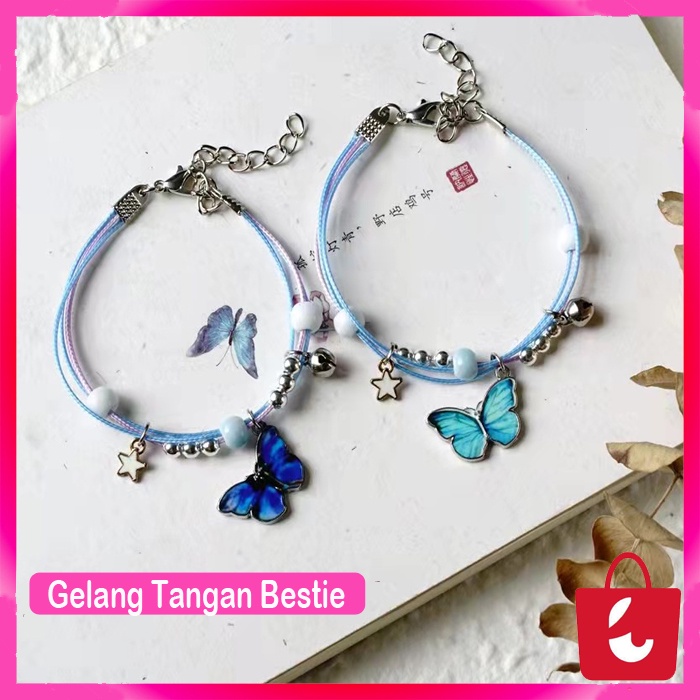 [1 PCS] Gelang Tangan Bestie Korea Motif Kupu Kupu Gelang Tangan Korea Fashion Korea