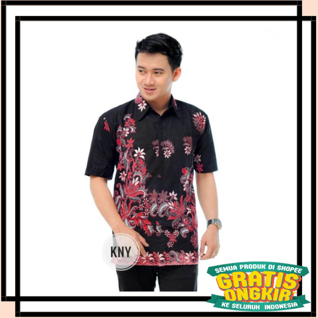 BATIK SEMARANG MURAH - TERBARU TERKINI / Kemeja hem batik pria bunga