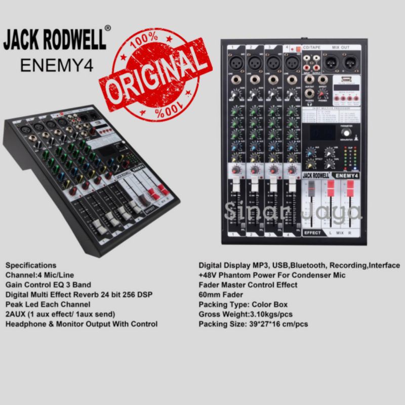 Mixer 4 channel JACK RODWELL ENEMY 4 BLUETOOTH - RECORDING